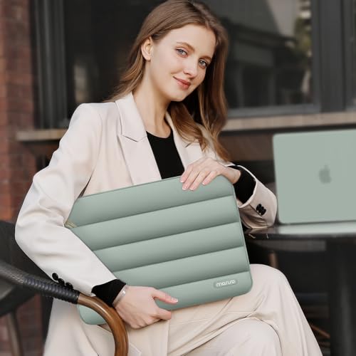 MOSISO Laptop Case 16 inch, 15-15.6 inch Puffy Laptop Sleeve, Antique Green | Compatible with MacBook Pro 16 M5 M4 M3 M2 M1, HP Dell ASUS Acer Toshiba Lenovo, Polyester Horizontal Bag with Small Case - color: Antique Green, size: 16 inch