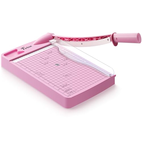 Firbon 12" Guillotine Paper Cutter, Heavy Duty 12-Sheet Capacity Trimmer for Cardstock, Photos, Scrapbooking, Office, Classroom, Studio (Pink) - color: Pink