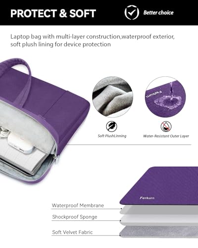 Ferkurn Laptop Case Bag Women Men Computer Sleeve with Shoulder Compatible with HP/Inspiron/Thinkpad/Vivobook/MSI/Surface, 15.6 inch, Violet - color: Violet, size: 15.6 inch