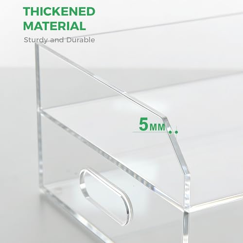 Paper Tray Organizer for Desk, 2 Tier Acrylic Desk Organizers and Accessories, One-Piece Integrated A4 Paper Organizer with Handles, Crystal-Clear Letter Tray & Compact Office File Holder - size: 2-Tier-Horizontal