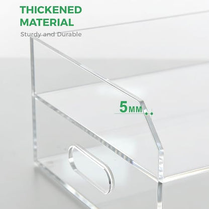 Paper Tray Organizer for Desk, 2 Tier Acrylic Desk Organizers and Accessories, One-Piece Integrated A4 Paper Organizer with Handles, Crystal-Clear Letter Tray & Compact Office File Holder - size: 2-Tier-Horizontal