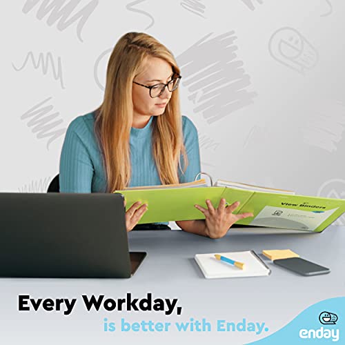 Enday 2 Inch 3 Ring Binder, Green Heavy Duty Three Ring Binder, 480 Sheets Capacity - 2 Inch Binder for Home School and Office. - color: Green, size: 2-Inch