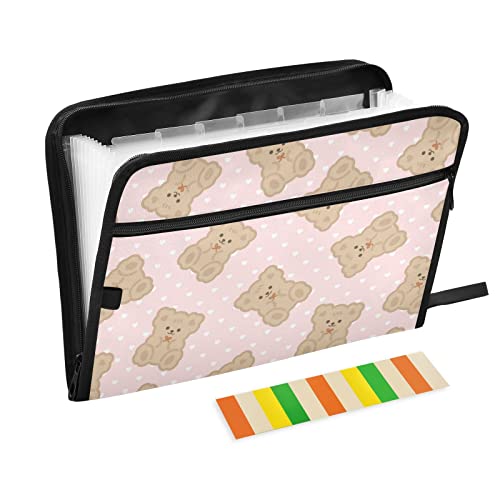 13 Pockets Expanding File Folder Cute Kawaii Bears Pink with Sticky Labels Accordion File Folder Document Organizer Letter Size A4 Papers Expandable File Keeper - color: Multicolor 21