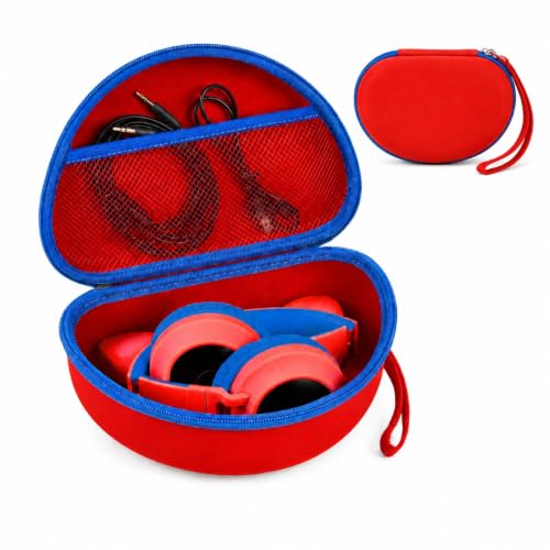 PAIYULE Kids Headphones Case for iClever for Riwbox CT-7S/CT-7, for Candy Headphone with Ear, Hard Shell Protective Case with Accessory Pocket for Travel, School (Box Only) - color: Red