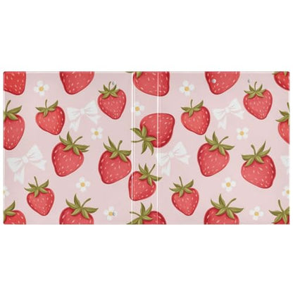 3 Ring Binder 1.5 Inch Binders Strawberry Flower Bow Binder Organizer Fashion View Binder with 2 Pockets for Home Office Supplies - color: Strawberry Bow