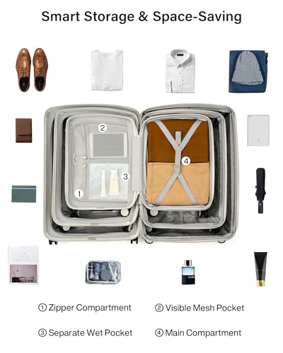 Hanke Expandable Luggage Sets 2 Piece, 20 Inch and 28 Inch Luggage Sets with Spinner Wheels, Durable PC Hard Shell Rolling Suitcase with TSA Lock for Travel (20/28 Inch, Smoke White) - color: Smoke White, size: 20+28 Inch EXT