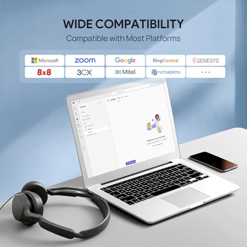 Yealink UH42 USB-C/A Headset with Microphone for PC Computer, Wired Headset Teams Certified, Noise Cancelling Mic, in Line Control, Mute Button, Cable Length 7.05FT, All Day Comfort - color: Stereo, style: Teams Certified USB-C & USB-A