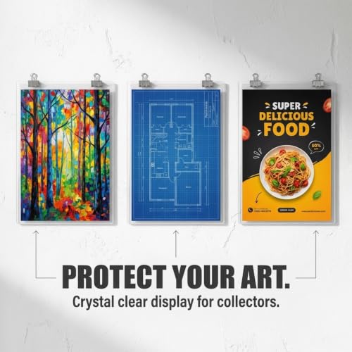 Performore 11" x 17" Heavy Duty Rigid Print Crystal-Clear Toploader Frame - Hold, Protect, Store, Display Photographs, Posters, Prints and Documents (5 Pack) - style: 5-Pack