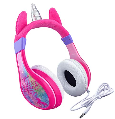 Unicorn Kids Headphones, Adjustable Headband, Stereo Sound, 3.5Mm Jack, Wired Headphones for Kids, Tangle-Free, Volume Control, Foldable, Childrens Earphones for School, Home, Travel - color: Unicorn