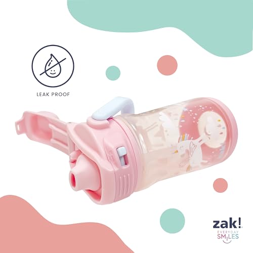 Zak Designs Disney Princess Beacon Kid Water Bottle for Travel, 12oz Plastic is Durable and Leak-Proof with Liquid Lock Spout, Carry Handle, Protective Base (Ariel, Cinderella, Moana, Rapunzel, Tiana) - color: Disney Princess (Ariel, Cinderella, Moana, Ra