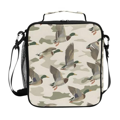 ALAZA Wild Duck Camouflage Lunch Box Insulated Lunch Bag Girls Lunch Cooler Bag Tote Freezable Shoulder Strap Lunchbox Thermal Meal Tote Kit for Girls School Picnic - color: B066