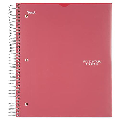 Mead Five Star Notebook + Study App - 5 Subject Notebook College Ruled - Water Resistant Customizable Cover - Spiral Notebook 8.5 X 11-200 Sheets - Assorted Colors - 6 Pack