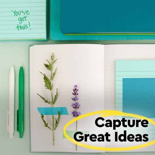 Post-it 100% Recycled Super Sticky Notes, 3 x 3 in, Oasis, 24 Pads | School Supplies and Office Products, 2X the Sticking Power - size: 3" x 3", style: 18 Pads