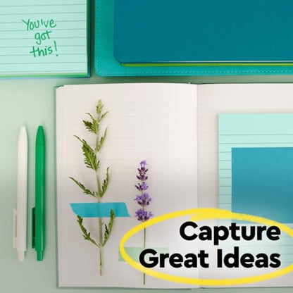 Post-it 100% Recycled Super Sticky Notes, 3 x 3 in, Oasis, 24 Pads | School Supplies and Office Products, 2X the Sticking Power - size: 3" x 3", style: 18 Pads