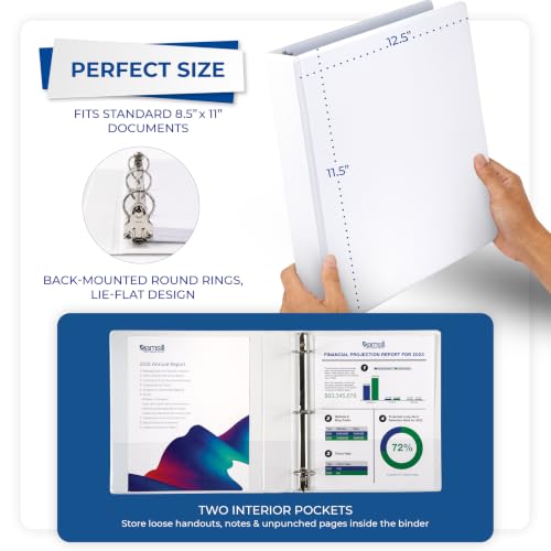 Samsill 1.5 Inch 3 Ring Binder, Economy Round Ring, Clear View Cover, 325 Sheet Capacity - for School, Home, Office - White - color: White, size: 1-Pack, style: 1.5-Inch