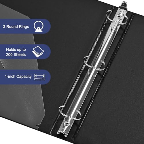 0.5-1-Inch 3-Ring-Binder with Pockets, Basic Binders 1-inch View Round Binders Holds US Letter Size 8.5'' x 11'' - Bundle Packs Perfect for Home, Office, and School (1'' - Black -12 Packs) - size: 1'' - Black -12 Packs