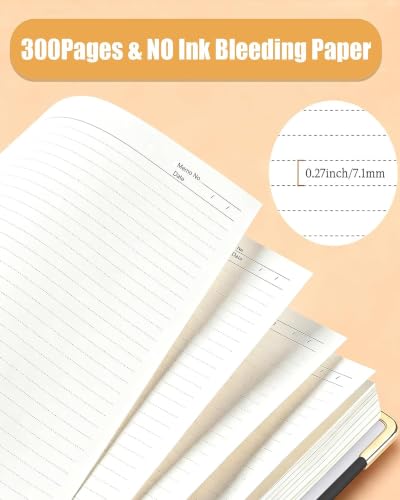 Hardcover Spiral Notebook Journal with Removable Dividers Tabs, 5 Subject Notebooks for Work School, 300 pages 8"x10" B5 leather Journal College Ruled, Cute Journal for women, Black - color: Black