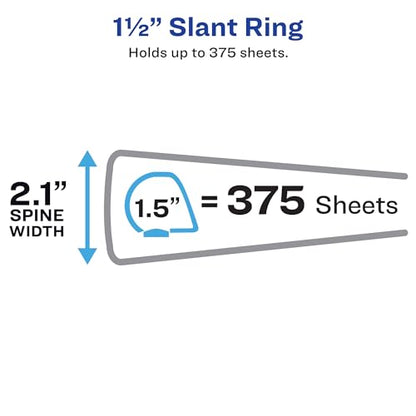 Avery Heavy-Duty View 3 Ring Binders, Customizable Cover, 1.5 Inch Slant Rings, 1 Sage Binder (79819) (Pack of 2) - size: 0 (Pack of 2)