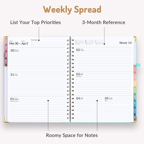 Forvencer 2026 Planner, Weekly and Monthly Calendar Planner for Women, Jan 2026 - Dec 2026, 8.5" x 11", Hardcover Planning Agenda book with Monthly Tabs, Spiral Bound, Inner Pocket, Cute Journal Organizer Notebook for Office School, A4 Size, Light Purple