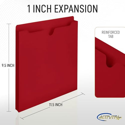 Red File Jackets, 1 Inch Expansion, Letter Size, Reinforced Straight-Cut Tab, 6 Pack - color: Red, style: 1 Inch Expansion