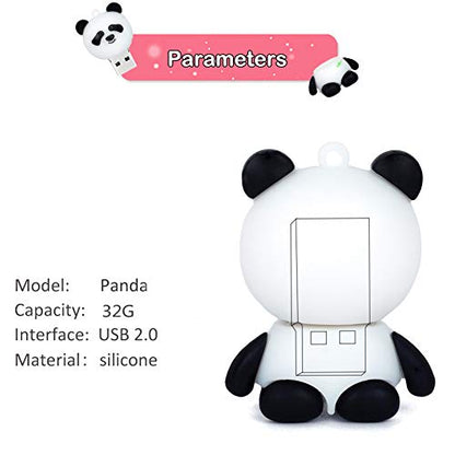BorlterClamp USB Flash Drive Cute Panda Pattern 32GB Pack of 2 Pcs Pendrive Gift for Students and Children - color: Panda Pattern 32GB*2
