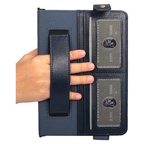 Lightweight Folio Stand Crossbody Wallet Case for iPad Mini 7.9" Series, iPad Mini 4/5 - Soft Protective Cover with Pencil Holder, Hand & Shoulder Straps, Navy - color: 01 Navy, size: iPad Mini 5/4/3/2/1 7.9"