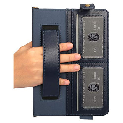 Lightweight Folio Stand Crossbody Wallet Case for iPad Mini 7.9" Series, iPad Mini 4/5 - Soft Protective Cover with Pencil Holder, Hand & Shoulder Straps, Navy - color: 01 Navy, size: iPad Mini 5/4/3/2/1 7.9"
