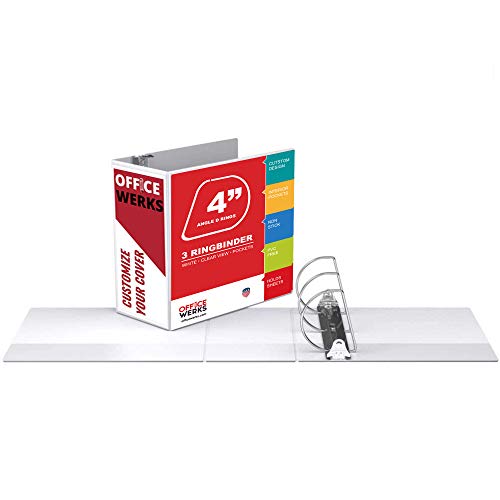 3 Ring Binder, Professional Angle D Ring 4 Inch, Presentation Folder for Standard Pages 8.5 x 11 with Pockets, Crystal Clear View White (4 Pack) - color: White, size: 4 Inch (4 Pack)