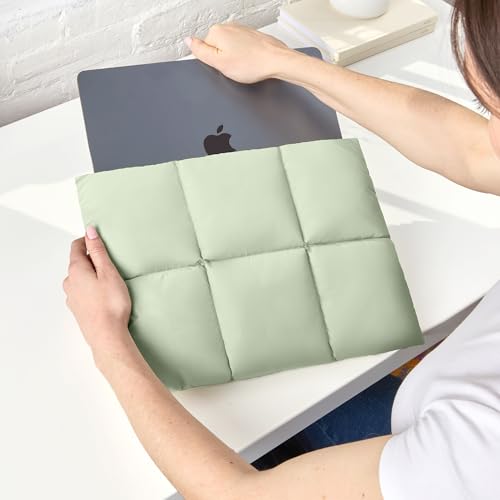 Vandel Puffy Laptop Sleeve 13 inch - 14 inch Waterproof Laptop Sleeve Case, Compatible with 13 inch MacBook Air/Pro 13 / MacBook Pro 14, iPad Pro 12.9, 13.3 in HP Dell, Air Case, Computer Bag Cover - color: v. Grid Sage