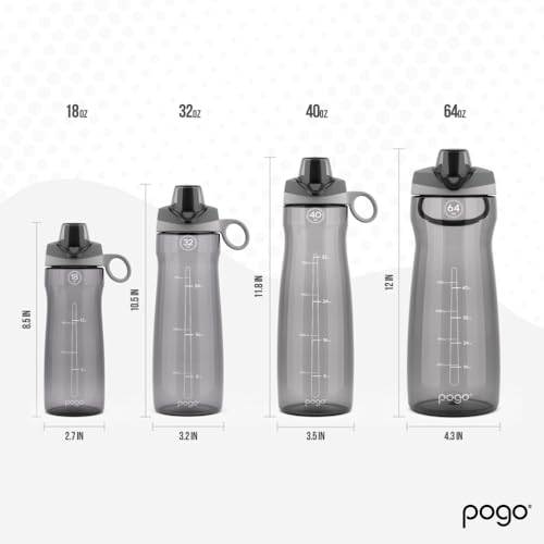 Pogo BPA-Free Tritan Plastic Water Bottle with Chug Lid, 40 Oz, Grey - color: Grey, size: 40 Ounces
