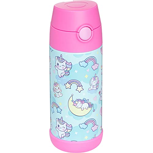 Snug Insulated Kids Water Bottle with Straw & Spout – Double-Wall Stainless Steel, Leakproof, Easy-Flip Lid – For School, Travel, Toddlers & Big Kids - Unicorns, 12oz - color: Unicorns, size: 11.8 Ounces