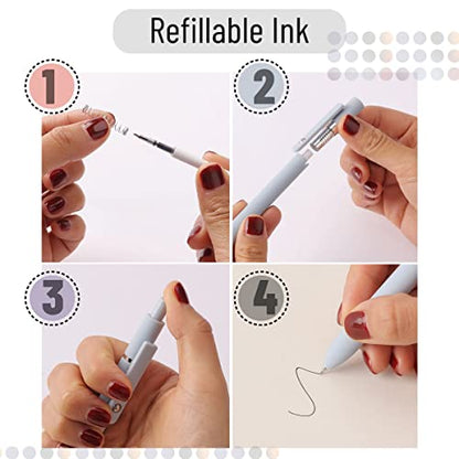Mr. Pen- Retractable Fine Point Gel Pens, 6 Pack, Morandi Barrels | Fast Dry Black Ink, 0.5 mm Cute Aesthetic Pens for Journaling - color: Morandi Barrels