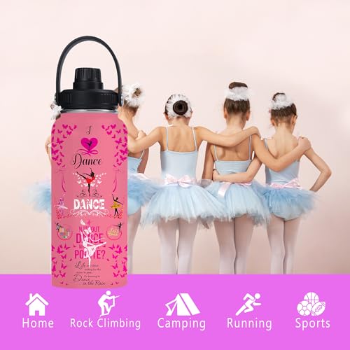Dancer Water Bottle for Girls Women - 32oz Dance Ballet Stainless Steel Water Bottle - Cute Dancer Insulated Cup - Pink Ballerina Tumbler for Sports, Travel - color: Dancer