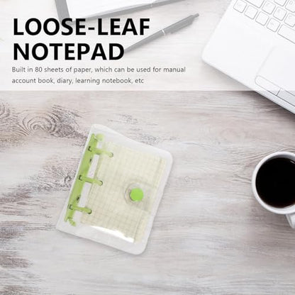 CATIEBYE Mini 3-ring Binder Notebook, Creative Pocket Notepad with Green Clip, Refillable Mini Scrapbook for Writing and Note-taking, Portable Stationery for Office and School Use