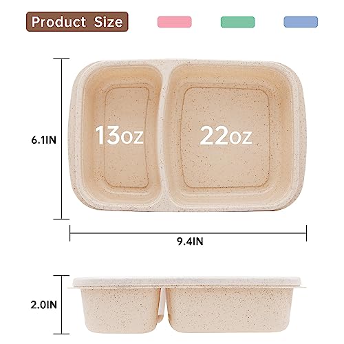 4 pack Bento Lunch Box, 2 Compartments Meal-Prep Containers with Lids, Microwave & Dishwasher Safe, Reusable Divided Food Food Storage Containers -Stackable for Travel, School and Work - color: 4pack-2 compartment