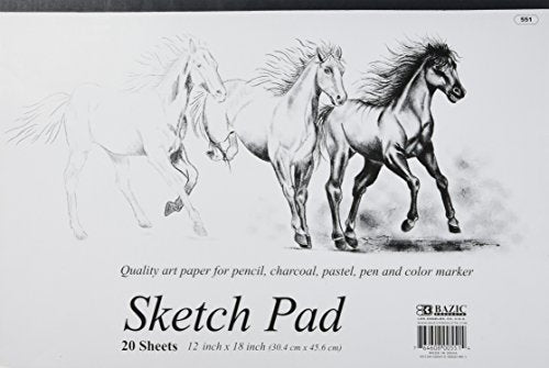 BAZIC 20 Ct. 18" X 12" Premium Sketch Pad | 20-sheet sketch pad, smooth drawing paper for sketching, shading