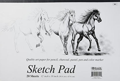 BAZIC 20 Ct. 18" X 12" Premium Sketch Pad | 20-sheet sketch pad, smooth drawing paper for sketching, shading