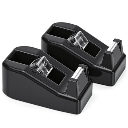 OWLKELA Desktop Tape Dispenser, Non-Skid Base for Office, Home and School, 2 Pack Tape Holder, 1.7 x 4 x 2.2 Inches Each, Black (Tape Not Included) - color: Black, size: 2 Pcs