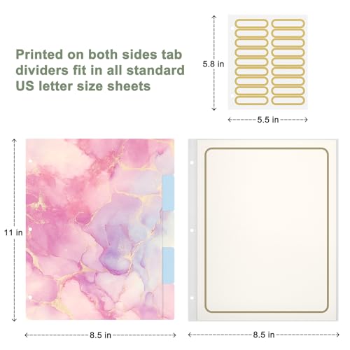 Rouidr 3 Ring Binder with clipboard, 1 inch 8.5 x 11 in Letter Size View Binders Organizer with Dividers Tabs & Clear Sleeves, School Supplies, Office Supplies - color: Cute Pink Marble, size: 1in(Letter Size)