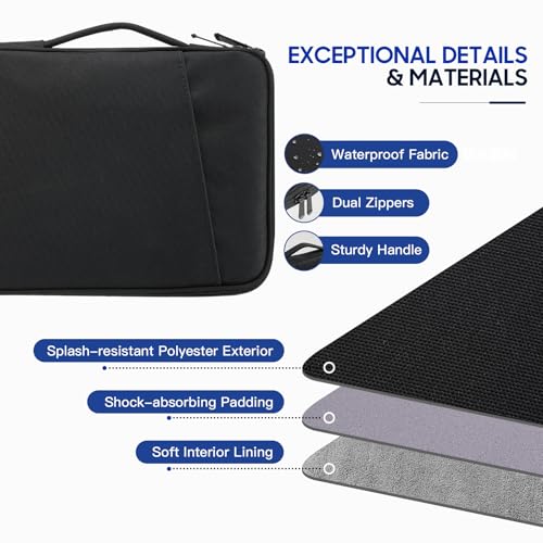 TiMOVO 9-11" Tablet Sleeve for iPad A16 & Galaxy Tab, Black | Protective Bag with Pockets, Fits iPad 10.9"/10.2" Air 11" 5th/4th Gen, Galaxy Tab A9+/A11+ 11" - color: Black, size: 9-11 Inch