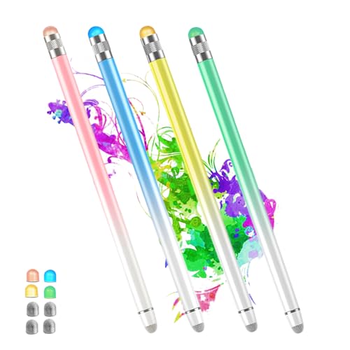 CapacitiveStylus Pens for Touch Screens with 8 Extra Tips High Sensitivity & Precision Tablet Pen(4pcs),2 in 1 Stylus for Nintendo Switch/iPad Compatible with All Devices-4 Packs - color: Pink/Yellow/Blue/Green