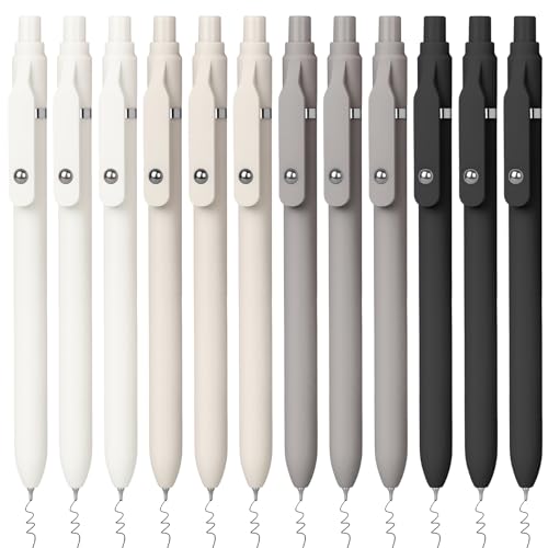 Sooez Gel Pens, 12 Pcs 0.7mm Black Ink Pens, Quick Dry Medium Point | Smooth Writing Pens, Retractable Cute Pens for Journaling Note Taking, Fancy Pen Set Gifts for School Office Women - color: Classic