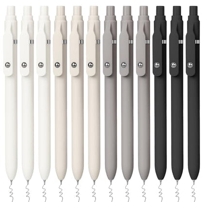 Sooez Gel Pens, 12 Pcs 0.7mm Black Ink Pens, Quick Dry Medium Point | Smooth Writing Pens, Retractable Cute Pens for Journaling Note Taking, Fancy Pen Set Gifts for School Office Women - color: Classic