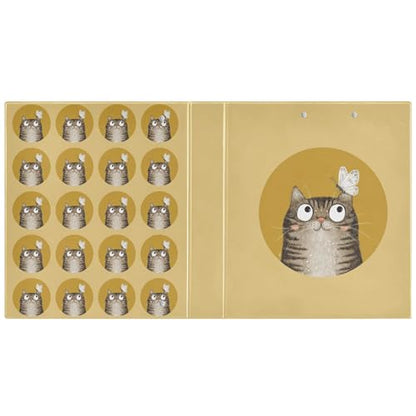 Fustylead Funny Tabby Cat and Butterfly Mustard Yellow 3 Ring Binder, D-Rings 1.5" Hardcover Folder, Fits 200 Sheets of A4 Paper, Durable Clipboard & Clean View with Inside Pockets for School Home Off - size: 12.4x10.63x2.36 Inch-1 Pack