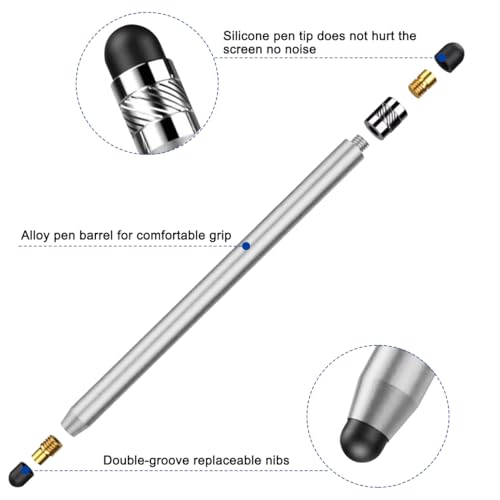 2 Pack Stylus Pens for Touch Screens, High Sensitivity Precision Capacitive Stylus Pen Compatible with iPad iPhone Samsung Tablets All Universal Touchscreen Devices with 4 Rubber Tips (Blue,Black) - color: Blue+Black