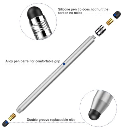 2 Pack Stylus Pens for Touch Screens, High Sensitivity Precision Capacitive Stylus Pen Compatible with iPad iPhone Samsung Tablets All Universal Touchscreen Devices with 4 Rubber Tips (Blue,Black) - color: Blue+Black