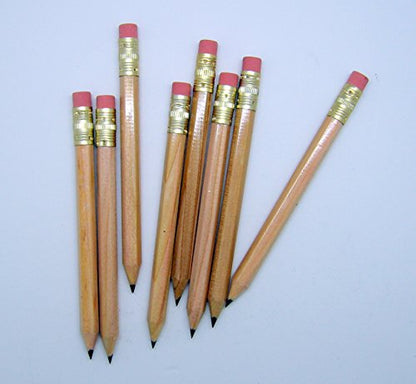 Express Pencils Natural Golf Pencils with Eraser - Half, Pew, Short, Mini, Small, Non Toxic - Hexagon, Sharpened, #2 Pencil, Color - Natural, Pkg of 36 Pocket Pencils