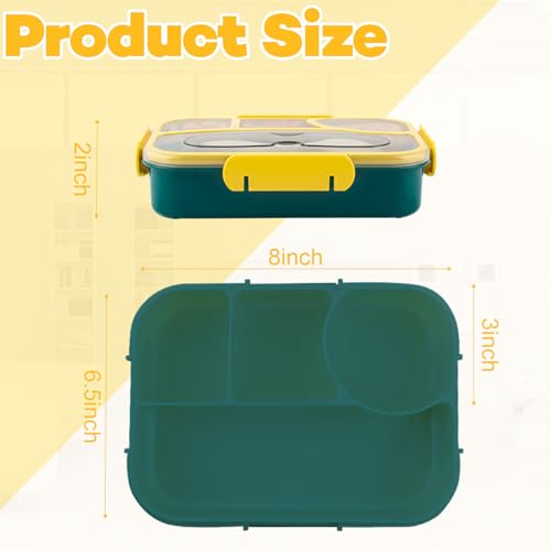 Bento Box for Adults,4 Compartments Lunch Box, Snack Containers Reusable Lunch Containers Drop-Proof, Dishwasher Safe & Made with BPA-Free Materials, Dark Blue - color: Dark Blue