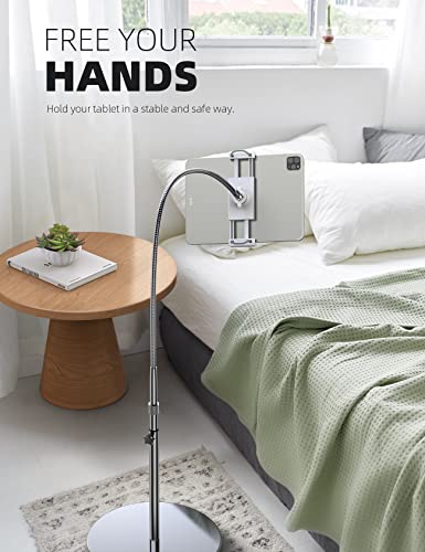 Lamicall Tablet Floor Stand Gooseneck - Swivel Tablet Holder Mount with Adjustable Height & 10.6lb Stable Base, for 4.7-13" iPad mini Air Pro 12.9/9.7, Tab, Kindle, iPhone Air 17 Pro Max, Phones | 63" Adjustable Height, 10.6lb Ultra Stable Base,Flexible A