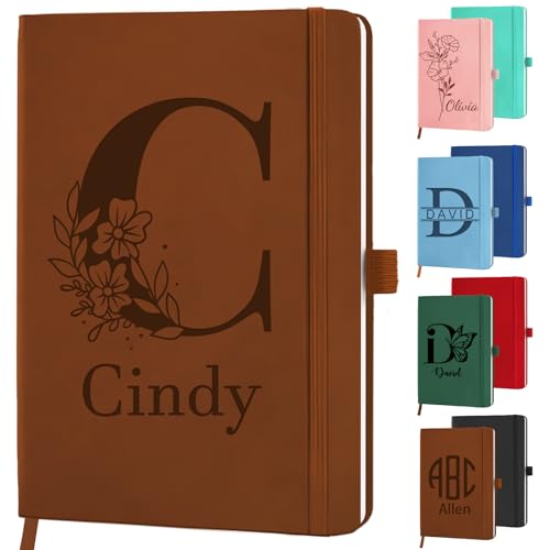 STREADVE Personalized Journal Notebook with Initials Name Custom Journaling Notebook for Men Women Customized College Ruled Notebooks Lined Journals Gift for Work School Business Church Graduation - color: Initials-Engraved